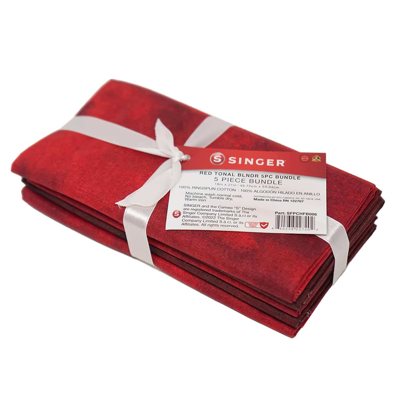 SINGER Christmas Red Tonal Blender Cotton Fabric Fat Quarter Bundle